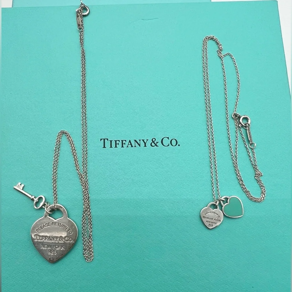 🔴DEAL OF THE MONTH🔴2 Authentic TIFFANY &Co Silver Heart Pendents Necklaces🔴 - Picture 3 of 14